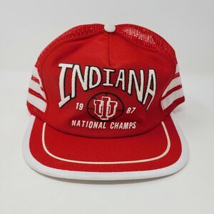 Vintage 80’s Indiana Hoosiers National Champs 3 Stripe SnapBack Hat Truckers USA